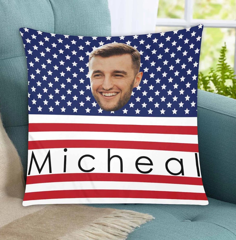 Custom Face And Name 4th Of July Pillowcase 4th Of July Gift Home Decorhousewarming Gift